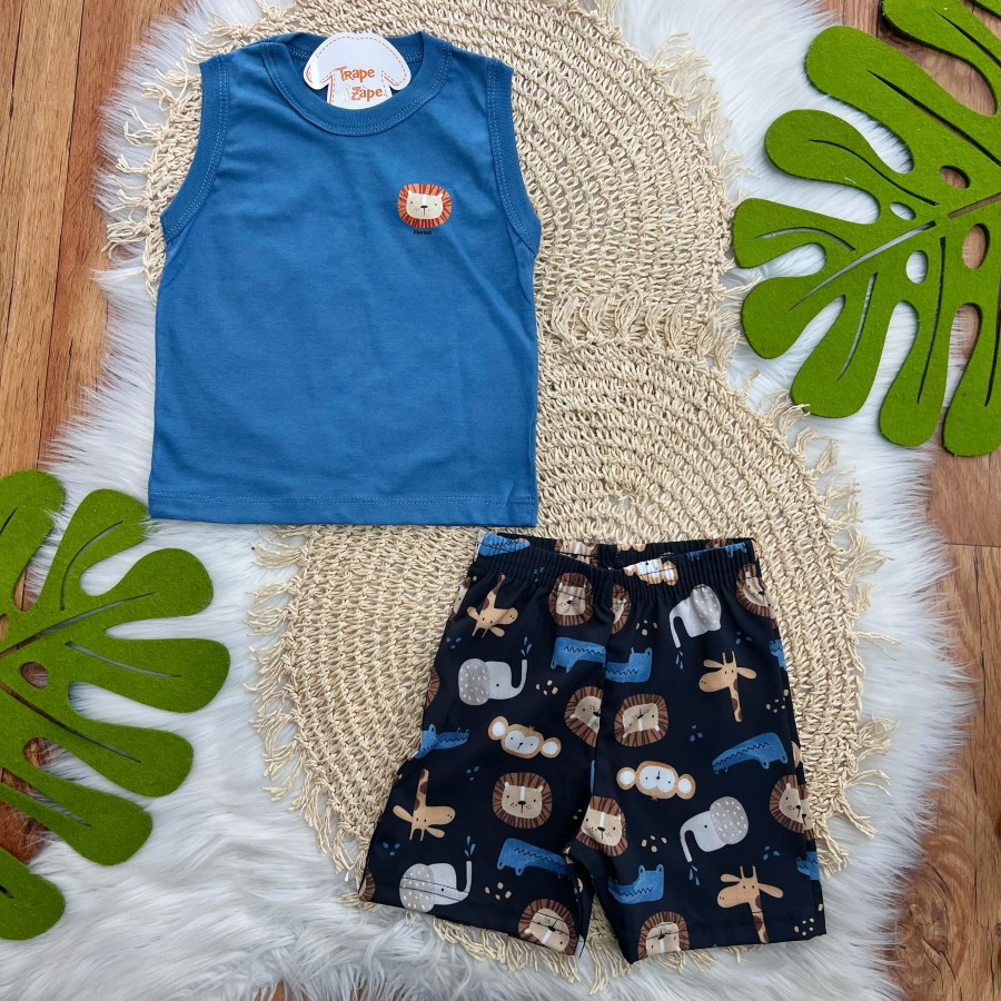 Conj. Regata Lion Florest e Bermuda - Azul Jeans